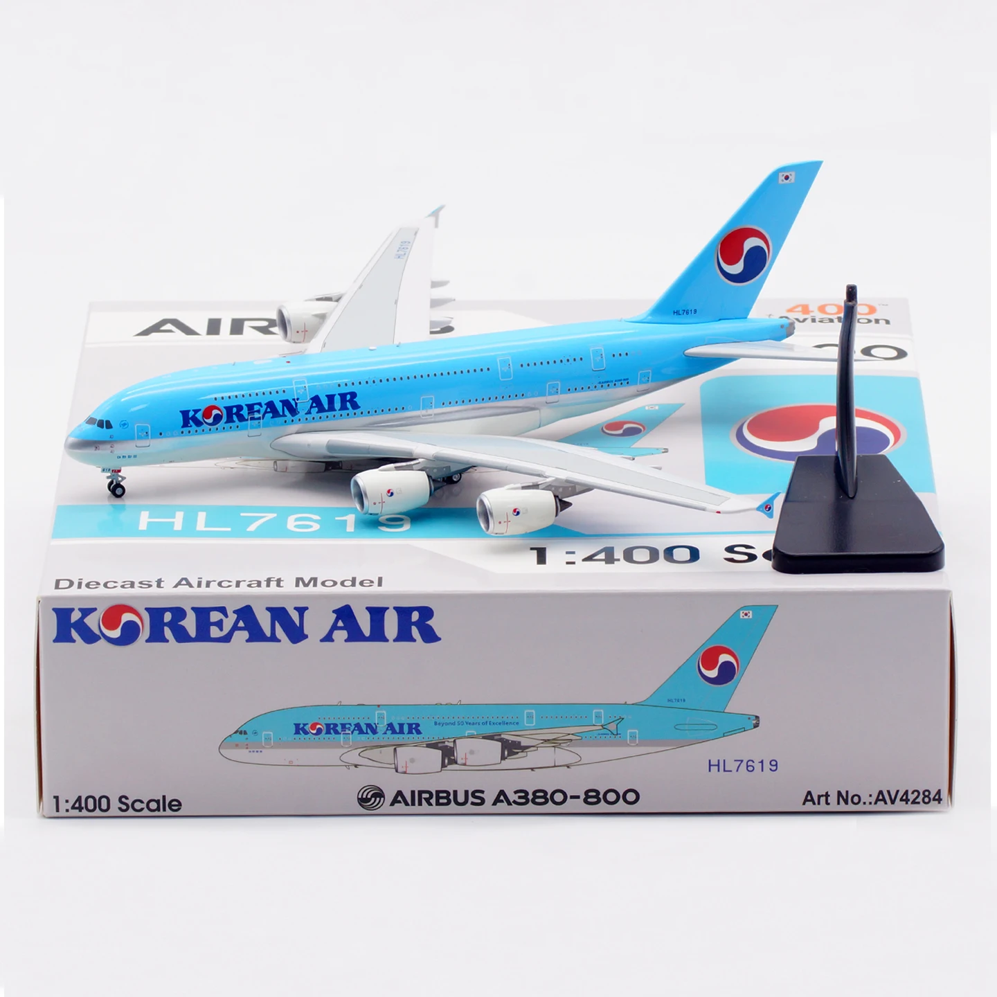 

AV4284 Коллекционный самолет из сплава, подарок авиации 1:400, корейский воздушный «SkyTeam», AIRBUS A380, литая под давлением модель самолета HL7619 и трактор