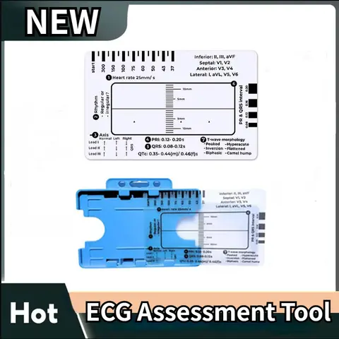 Ecg 7단계 눈금자 Ecg/ekg 7단계 눈금자 카드, 보호 외장 평가 도구가 포함된 휴대용 포켓 Ecg Ekg 캘리퍼스
