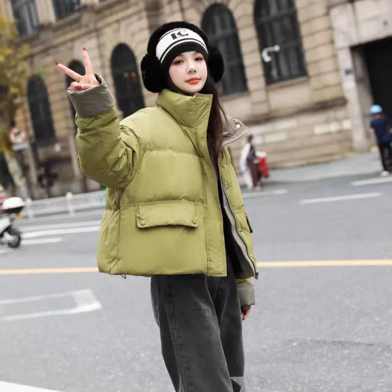 Abrigo de mujer, abrigo, nueva moda 20225, chaqueta de plumón holgada y cálida para mujer, chaqueta de plumón de pato blanco grueso, chaqueta corta de invierno para mujer H410