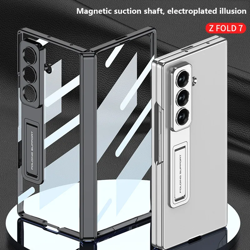 

Жесткий чехол для телефона с прозрачной подставкой для Samsung Galaxy Z Fold 7, защитная пленка для экрана, противоударная задняя крышка ZFold7 5G