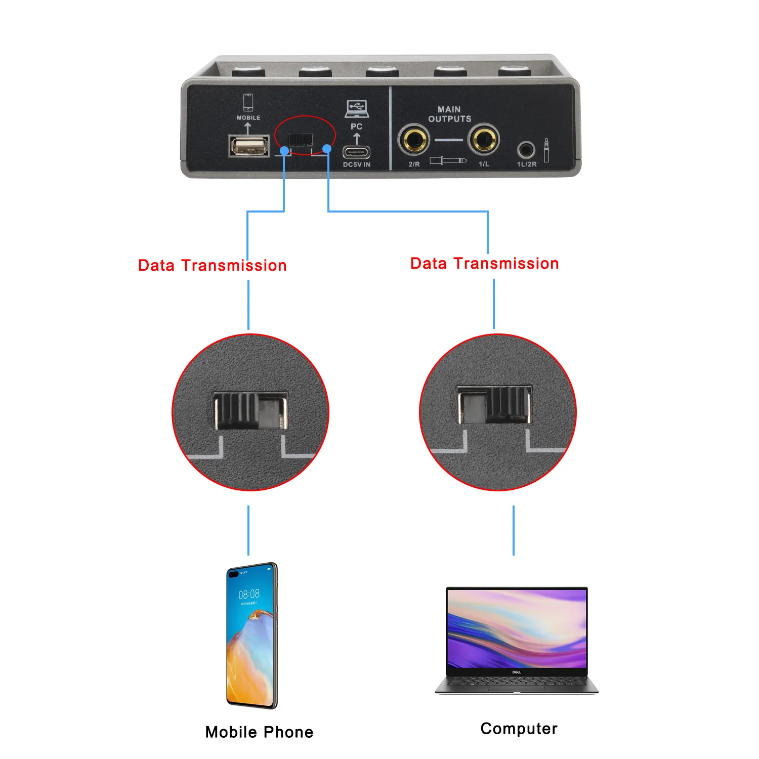 TEYUN 48KHz Audio Interface Phone PC Recording Hi-z Guitar Echo 48V 2 Channel External Studio Sound Card for Game Podcast Q16