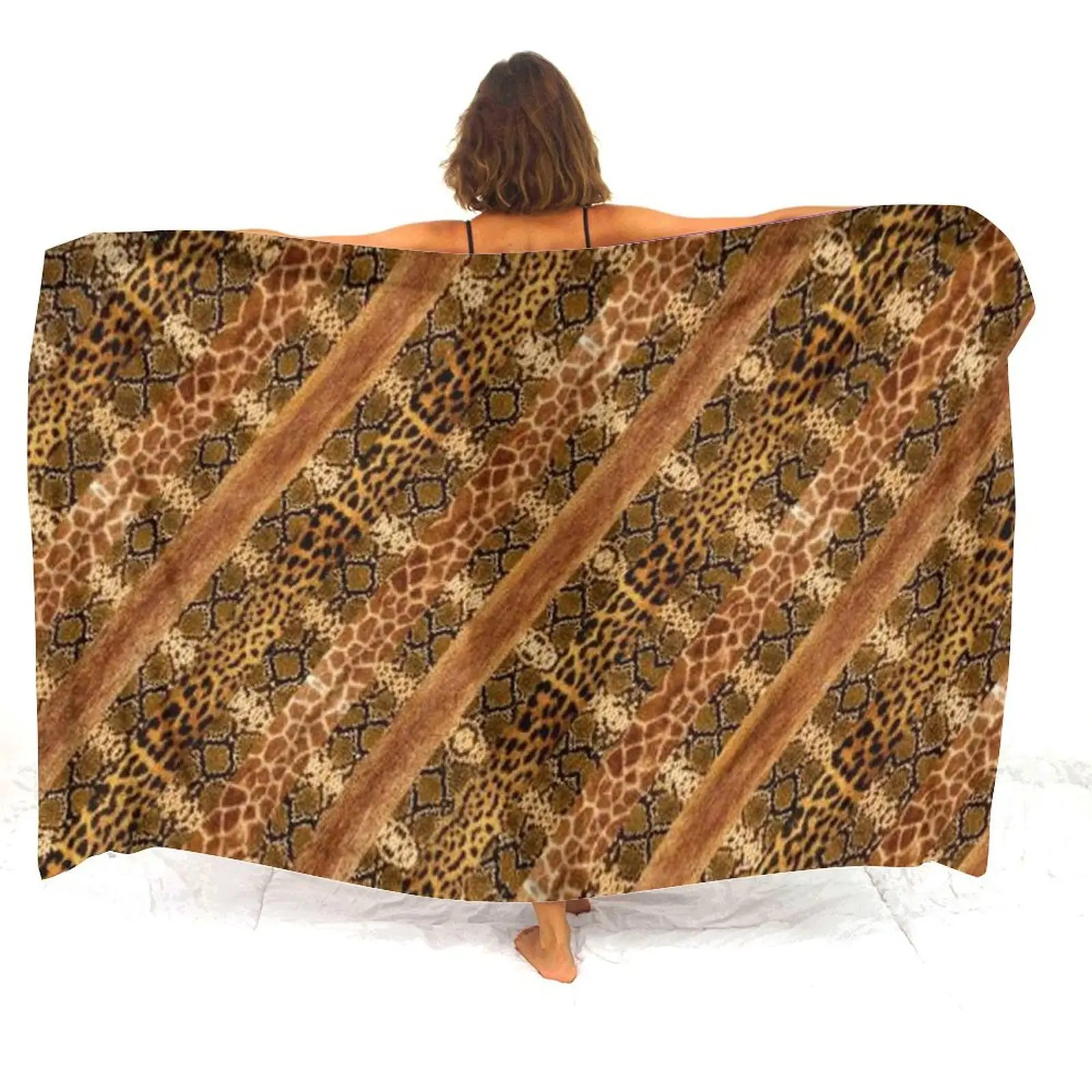 Sarong à motif de texture animale, tout nouveau design pour 2025, un incontournable pour les vacances d'été avec des motifs personnalisés personnalisables