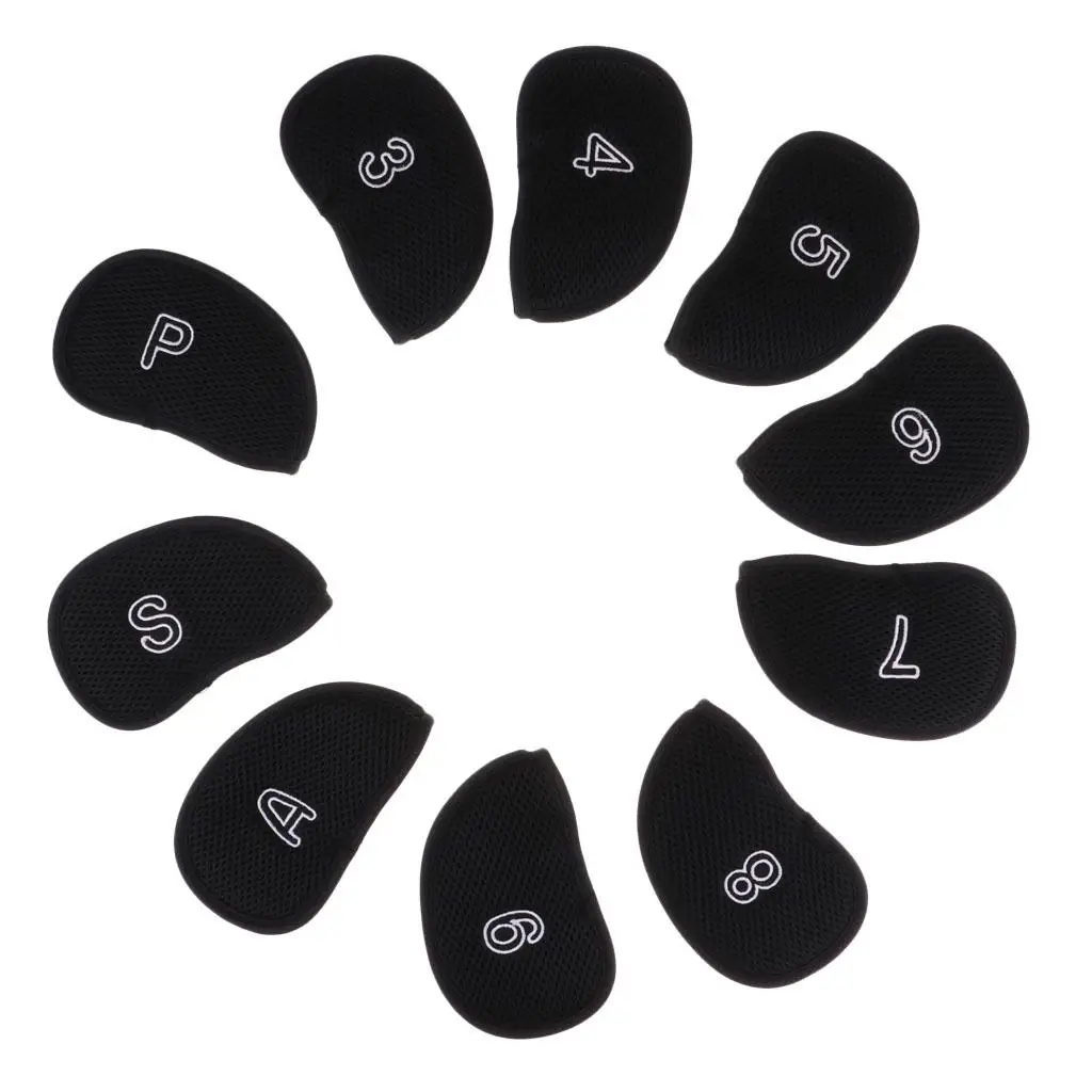 10-Pack Wedge Covers Polyester Big Number Tags-3 4 5 6 7 8 9 P A S, Golf Club Soft and Thick Case