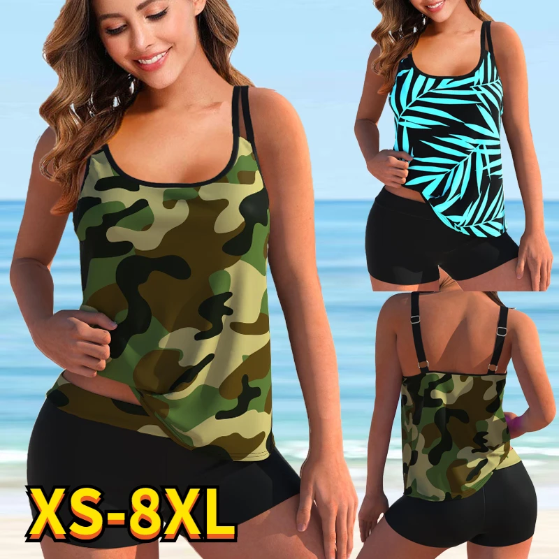 

2022 Women Sexy Large Swimsuits Plus Size Tankini Sets Female Swimwear Beach Wear Two-Piece Bathing Suit Summer Swimming Suit