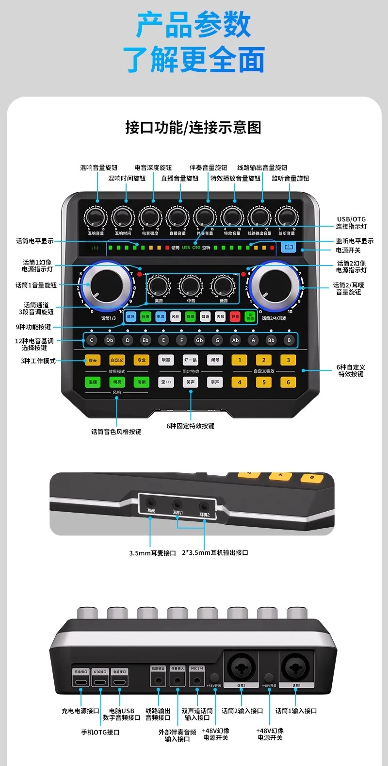 外付けサウンドカード ライブストリーミング ホスト プロの歌 ライブカラオケ 屋外 携帯電話 コンピューター マイク
