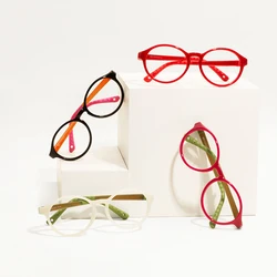 TR90 Round Kids Colorful Flexible Glasses Frame Oval Light Plastic Durable Spectacle Boys Girls Small For Prescription Lenses