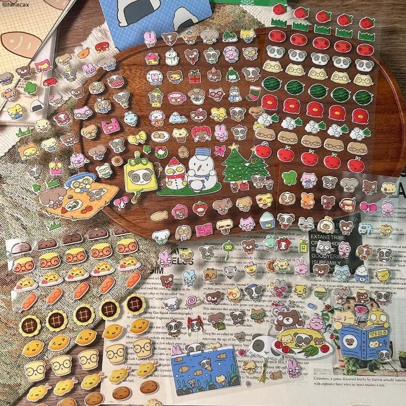 Kawaii Animals 3D Puffy Stickers Cute Cartoon Scrapbooking Sticker DIY Scrapbook Stickers Stationery Creative Aesthetic Decals