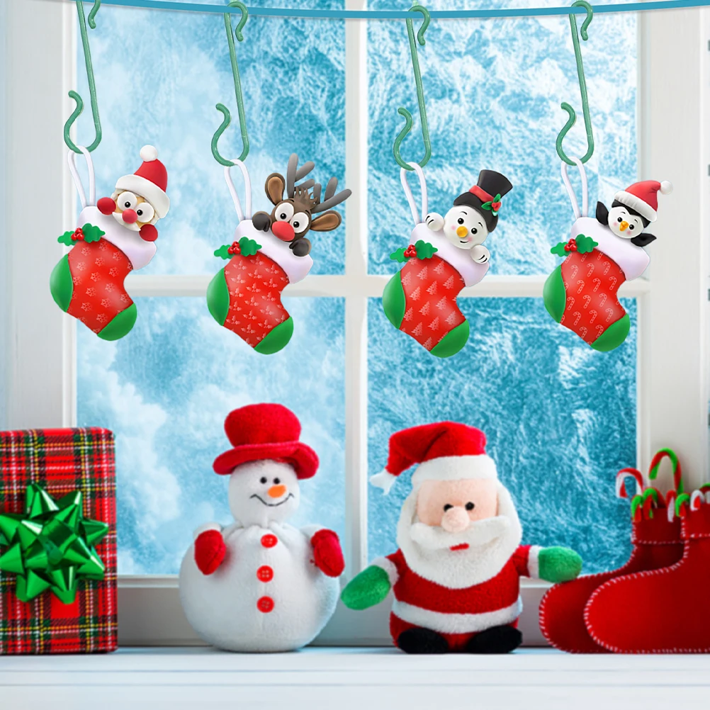 

100pcs Plastic Hooks Christmas naments Decoration Tree Gift Bags Wreath Vine Balls Childproof Hangers Storage