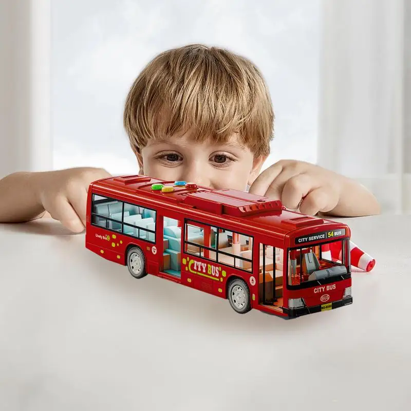 Bus Model Toy Large Electric Bus Toy Educational Electric Bus Toy Battery-Operated City Stagecoach Buses With Music And Light