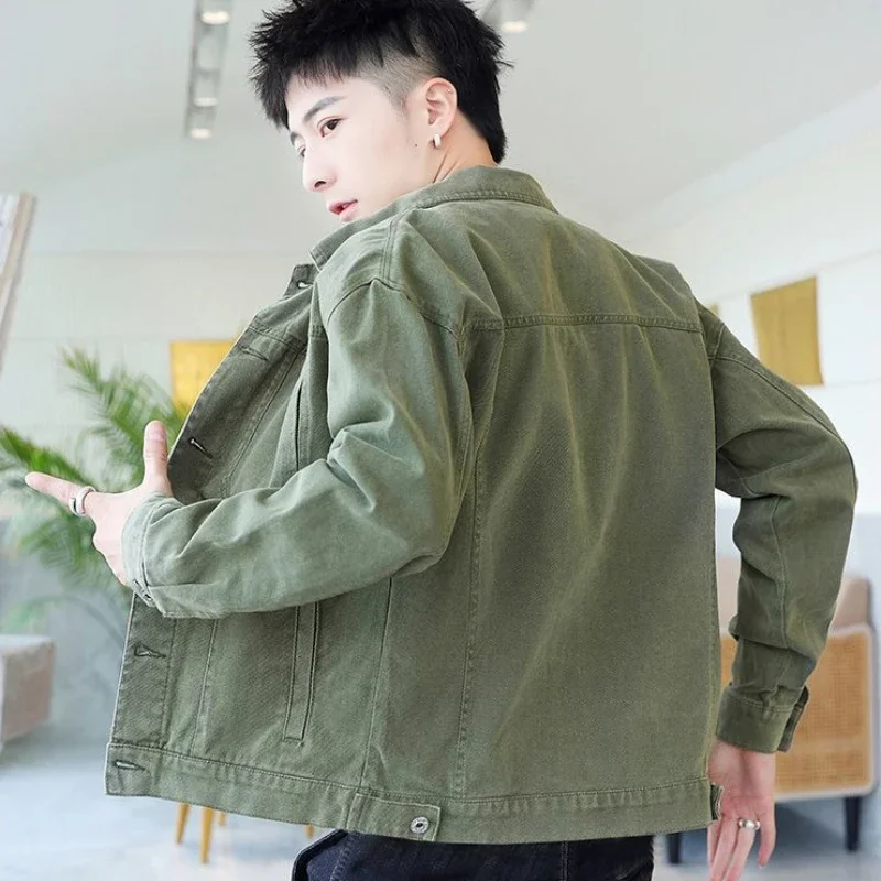 Moda masculina jean casacos outono amarelo jaqueta jeans botão marca inverno 2024 baixo custo g outerwear usado de alta qualidade lxury