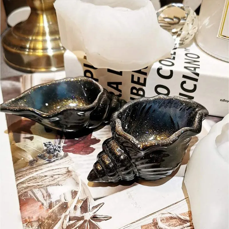 แม่พิมพ์ซิลิโคนรูปหอยเชลล์กล่องเครื่องประดับกระถางดอกไม้ DIY ขนาดเล็กเครื่องประดับทำมือสำหรับบ้านตั้งโต๊ะ