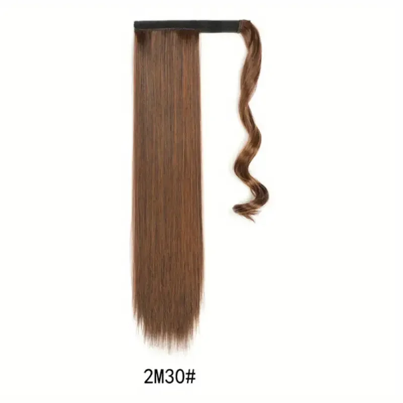 Cola de caballo sintética lisa de 24 pulgadas, fibra de alta temperatura, extensión de cabello 5