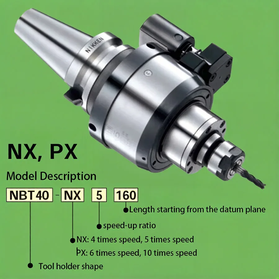 CNC spindle speed increaser NIKKEN BT40 5 times accelerator tool holder BT40-NX5-153/BT50-NX5-151/BT50-NX4-192