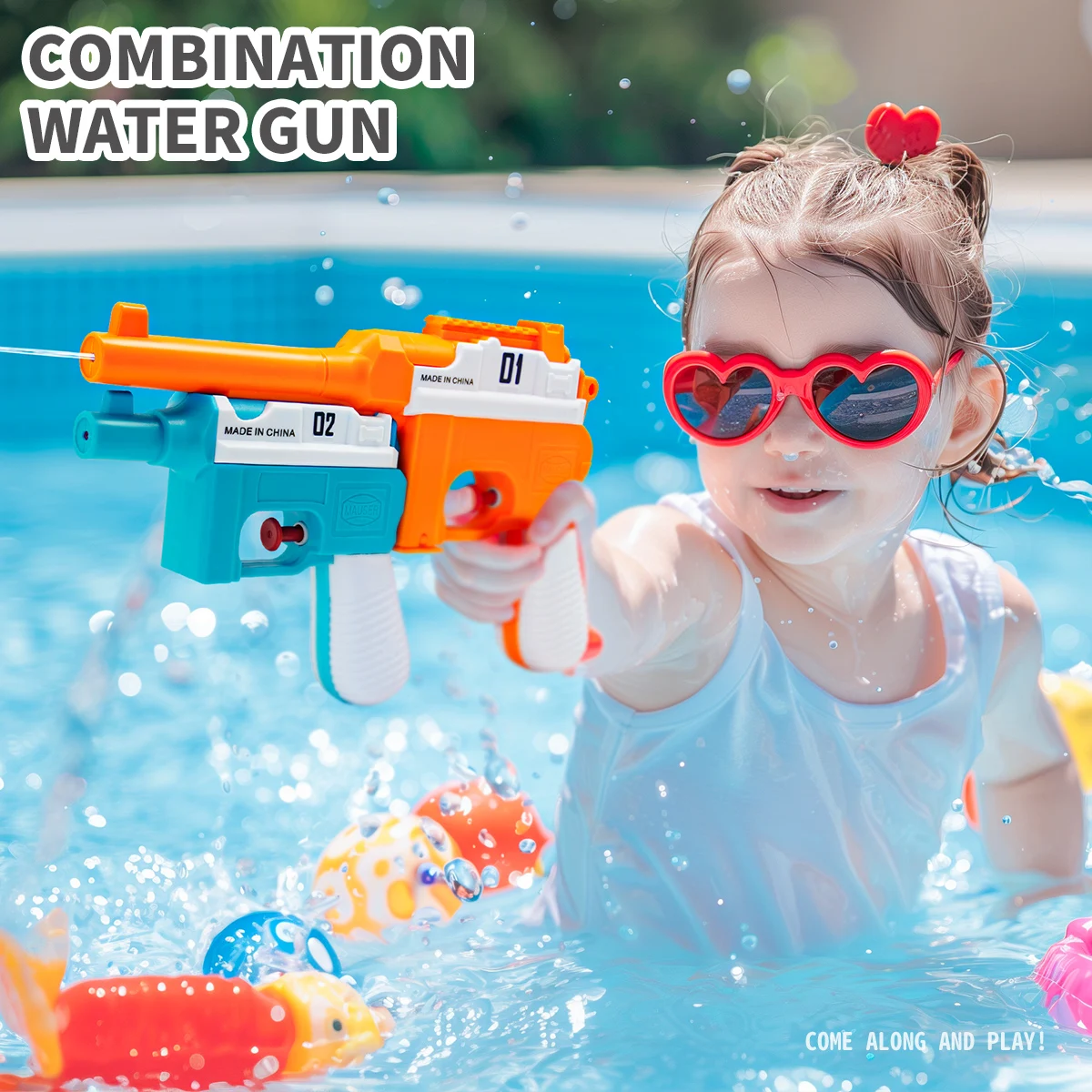 

Mauser 2 in 1 Detachable Water Gun, Summer Outdoor Beach Pool Toy with Secret Storage Compartment, Kids Birthday Party Gift