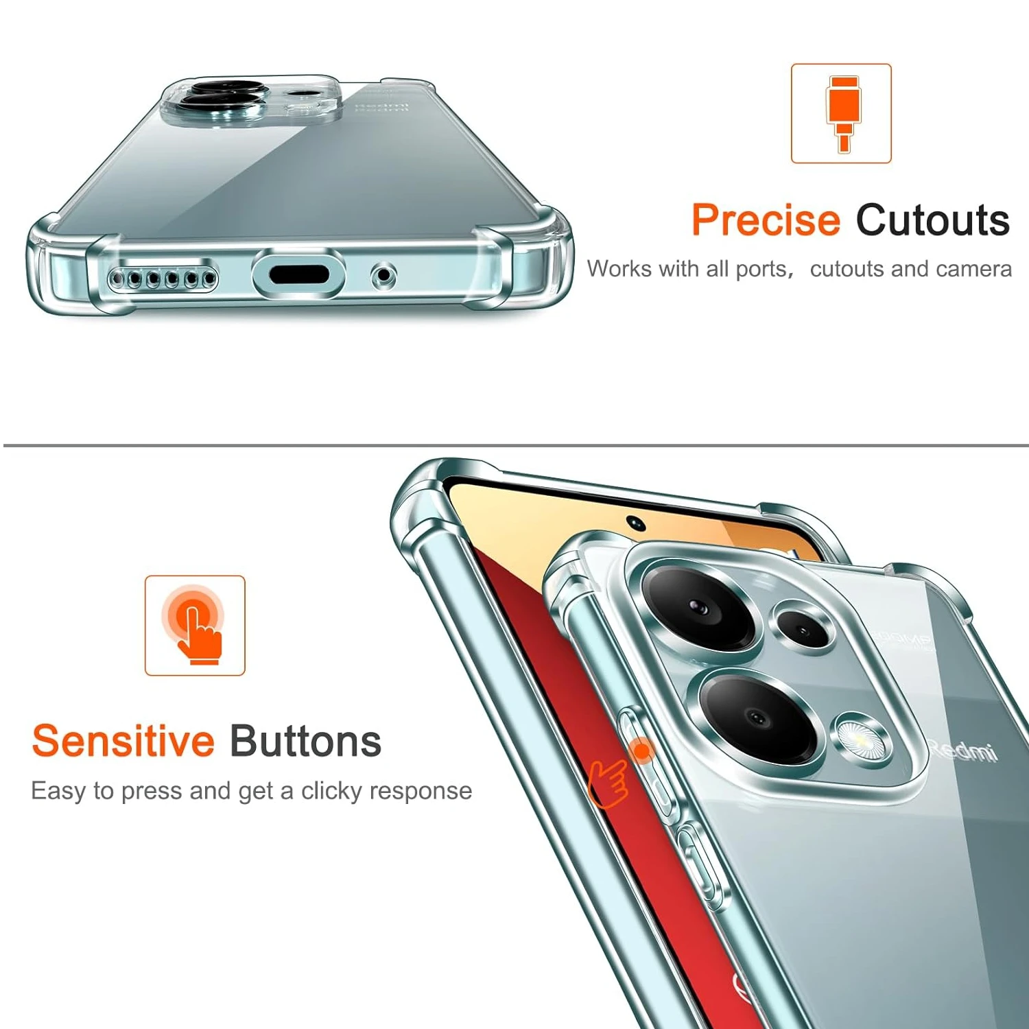 Four-Corners Shockproof TPU Case for Xiaomi Redmi Note 13 Pro 5G Note 13 Pro+ Plus Protective Cover Clear Capa Fundas Coque image 6