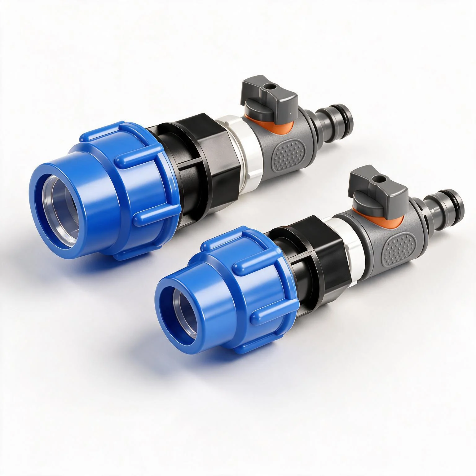 Garden Hose Shut-Off Valve Connector Set, Plastic Quick Connect Fittings with O.D 25/32mm PVC PE Pipe Lock Buckle for Lawn Care