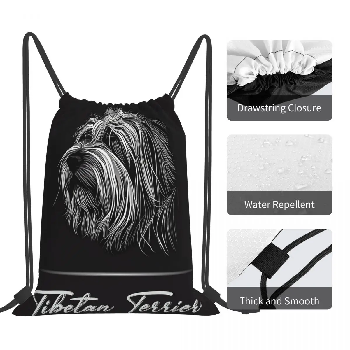 Adorabili zaini tibetani Terrier borse portatili con coulisse borsa portaoggetti tascabile con coulisse borse per libri per studenti di viaggio