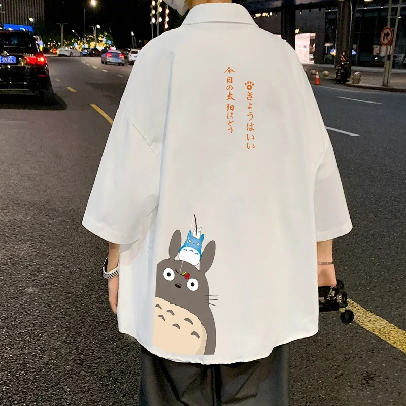 Men's Oversized Shirts White Mens Fashion Blouse Anime Funny 5xl Oversize Half Sleeves Shirt for Men Print New Clothing Casual