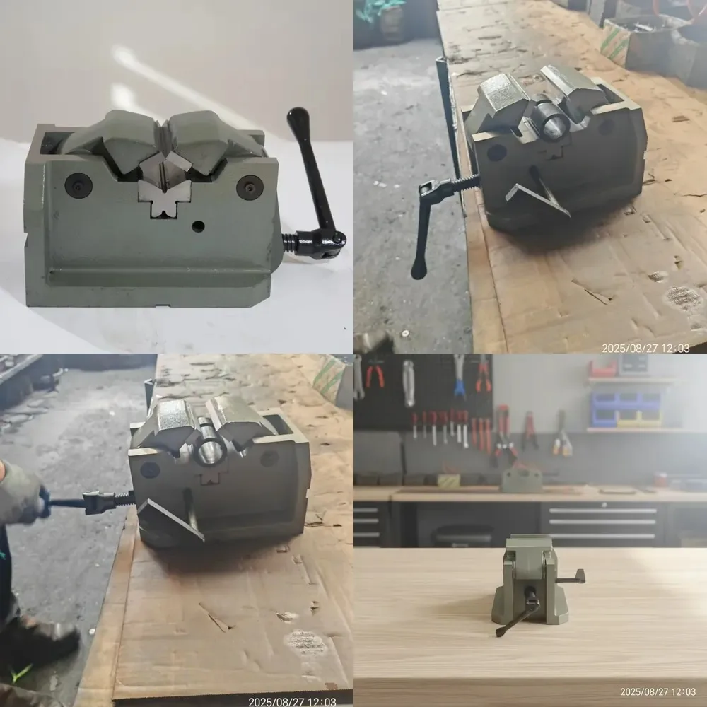 Q62 Milling Machine Vise Clamping Circular Tubular Objects Cylindrical Center Heavy-Duty V-Shaped Flat Jaw 4inch Vise