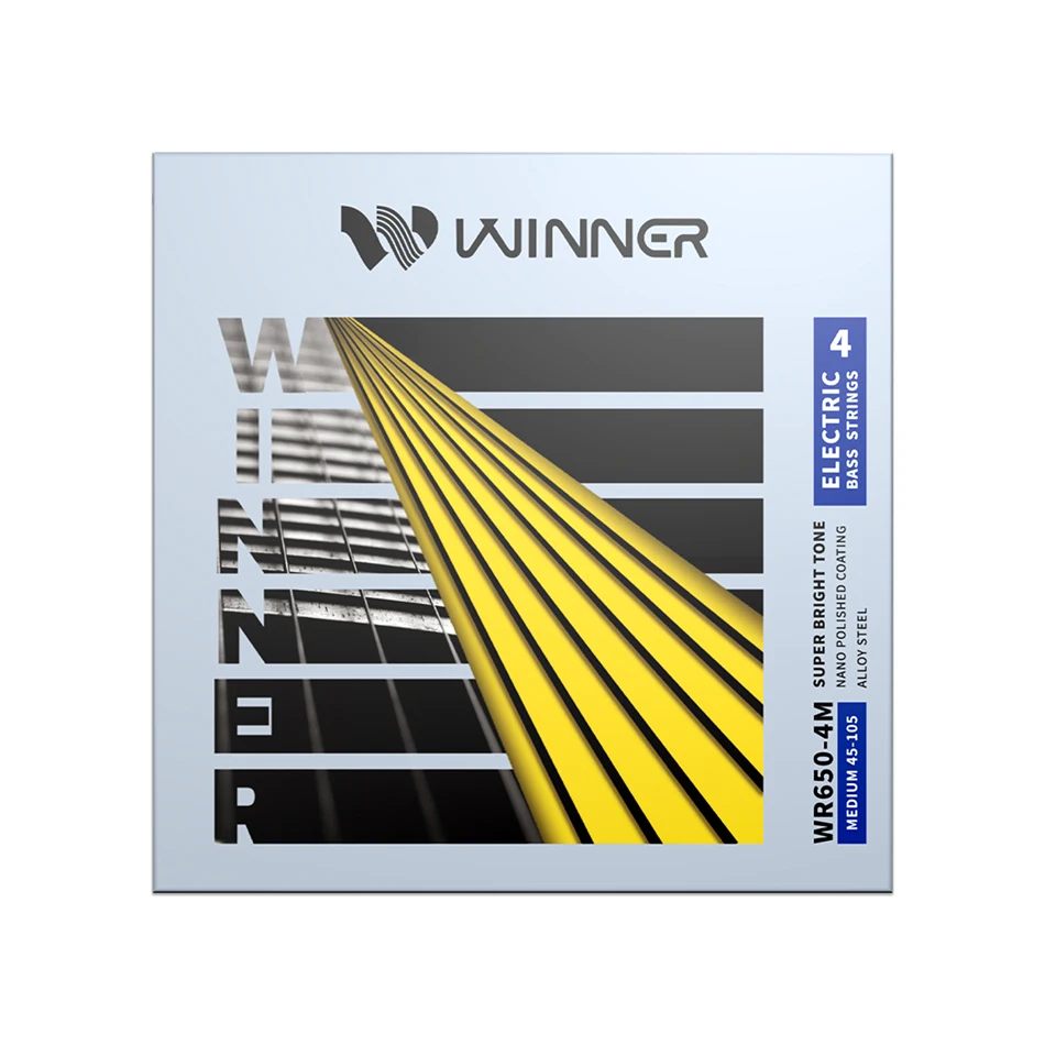 Winner WR650-4M Electric Bass Strings Nano Polished Coatings Alloy Steel Golden Hexagon Core 45-105 Bass Strings