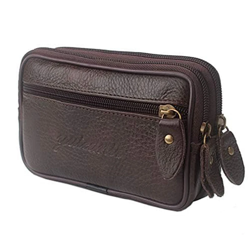 Belt Bag Coin Purse for Men and Women, Fashionable Waist Bag, Mobile Phone Zipper Pouch, Horizontal Belt Smartphone Pouch, Black (Coffee Color)