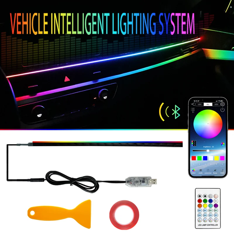 

Universal 5VUSB Car Atmosphere Light LED Strip Decorative Mood Light For Car Interior Bluetooth Car lights,RGB Car Decoration