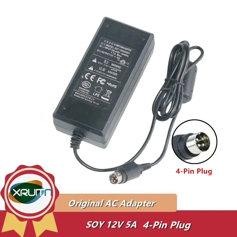 

Оригинальный импульсный адаптер SOY-1200500K1, адаптер переменного тока, 12 В, 5 А, 60 Вт, зарядное устройство, 4-контактный источник питания Din, оригинальный