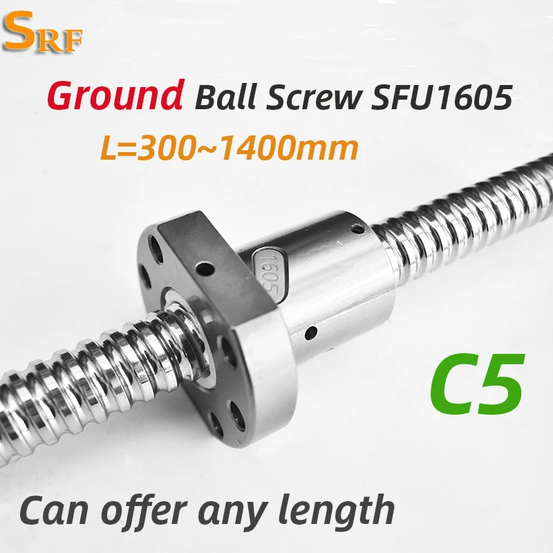 

C5 Grade Ground High Precisong Ball Screw SFUR1605 300~1400mm any length with Flange Single Ball Nut for CNC Parts