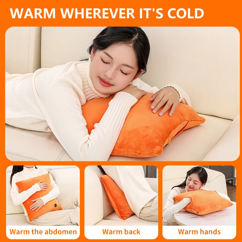 Electric hand warmer pillow, belly warmer pillow, electric heating throw pillow, 3 heating settings
