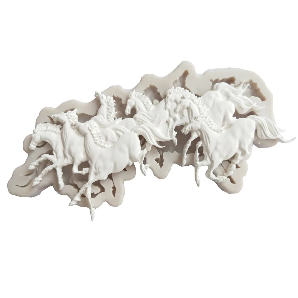 New style galloping horse shaped silicone mold DIY sugar cake decoration soft pottery clay making tool