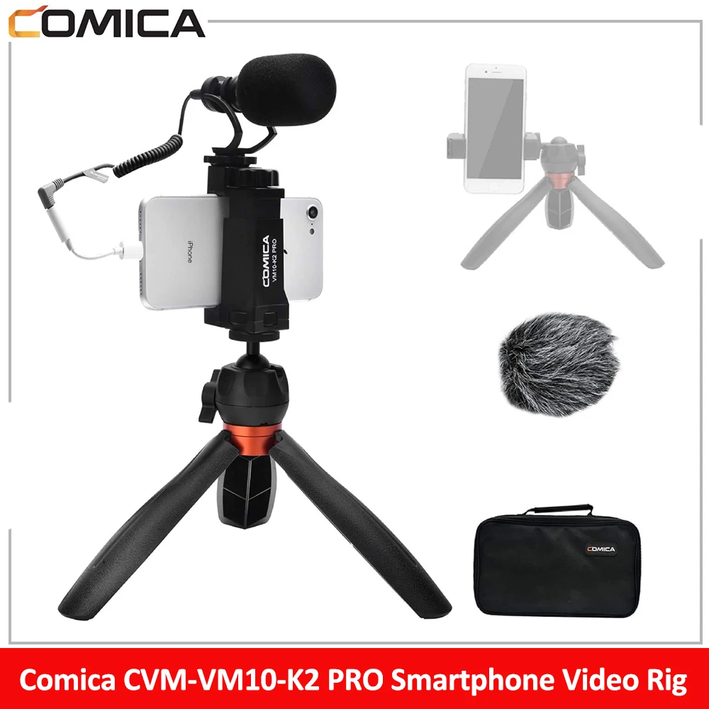 

Comica CVM-VM10-K2 PRO Smartphone Video Rig with Tripod, External Shotgun Mic, Vlogging Kit for iPhone Android Tiktok YouTube