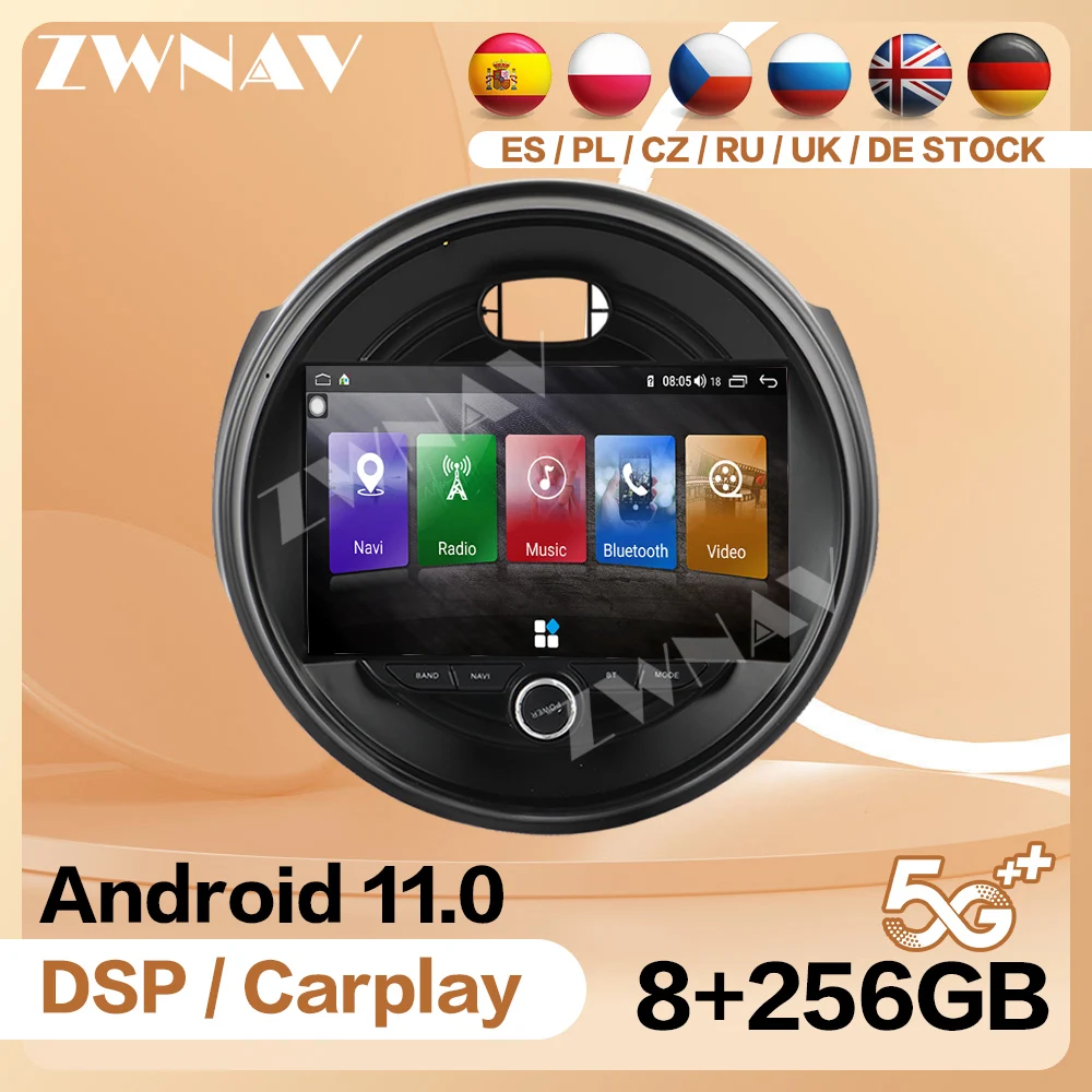 Android 13.0 CarPlayสําหรับBMW Mini Cooper F55 F56 F57 2015-2019 วิทยุบลูทูธยานยนต์มัลติมีเดียCentral Autoหน้าจอสเตอริโอ