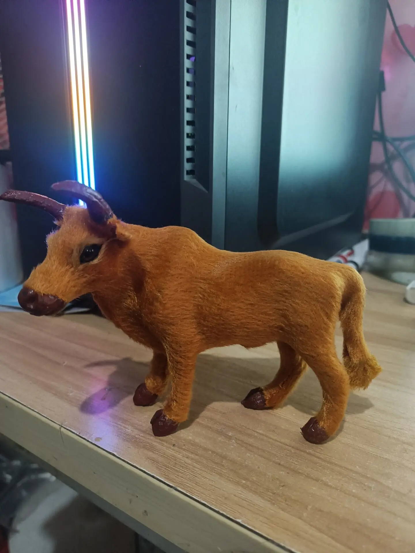 Small Yellow Cattle Model Handicraft - Polyethylene & Furs Home Decoration 13cm Approximate Size Ideal A3020 Gift