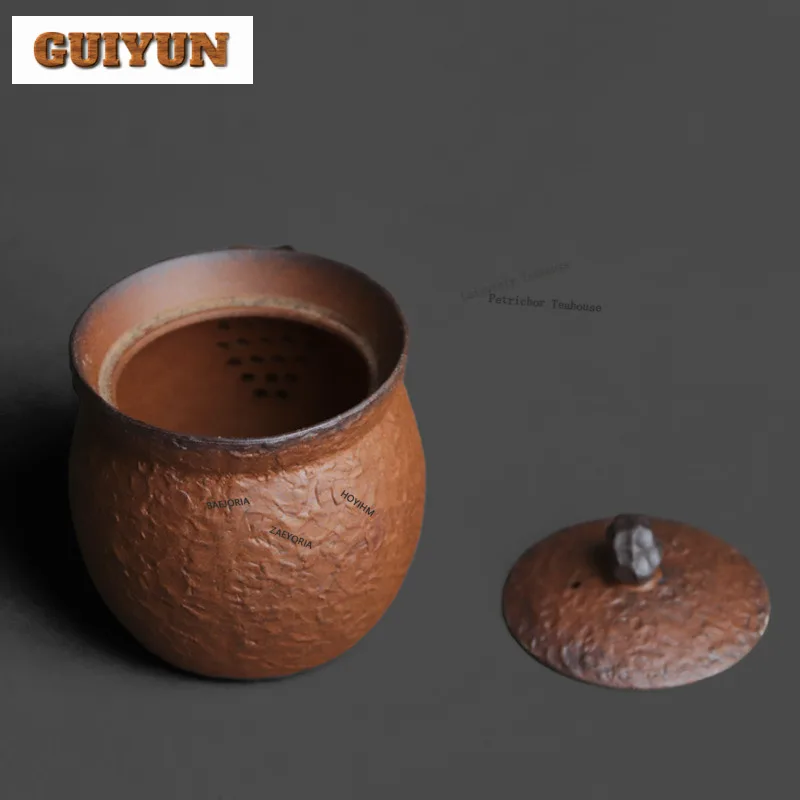 220ml Rock Mineral Pottery Clay Hand Grab Teapot Luxury Tea Infuser Pot Tea Maker Kettle With Filter Tea Ceremony Collection