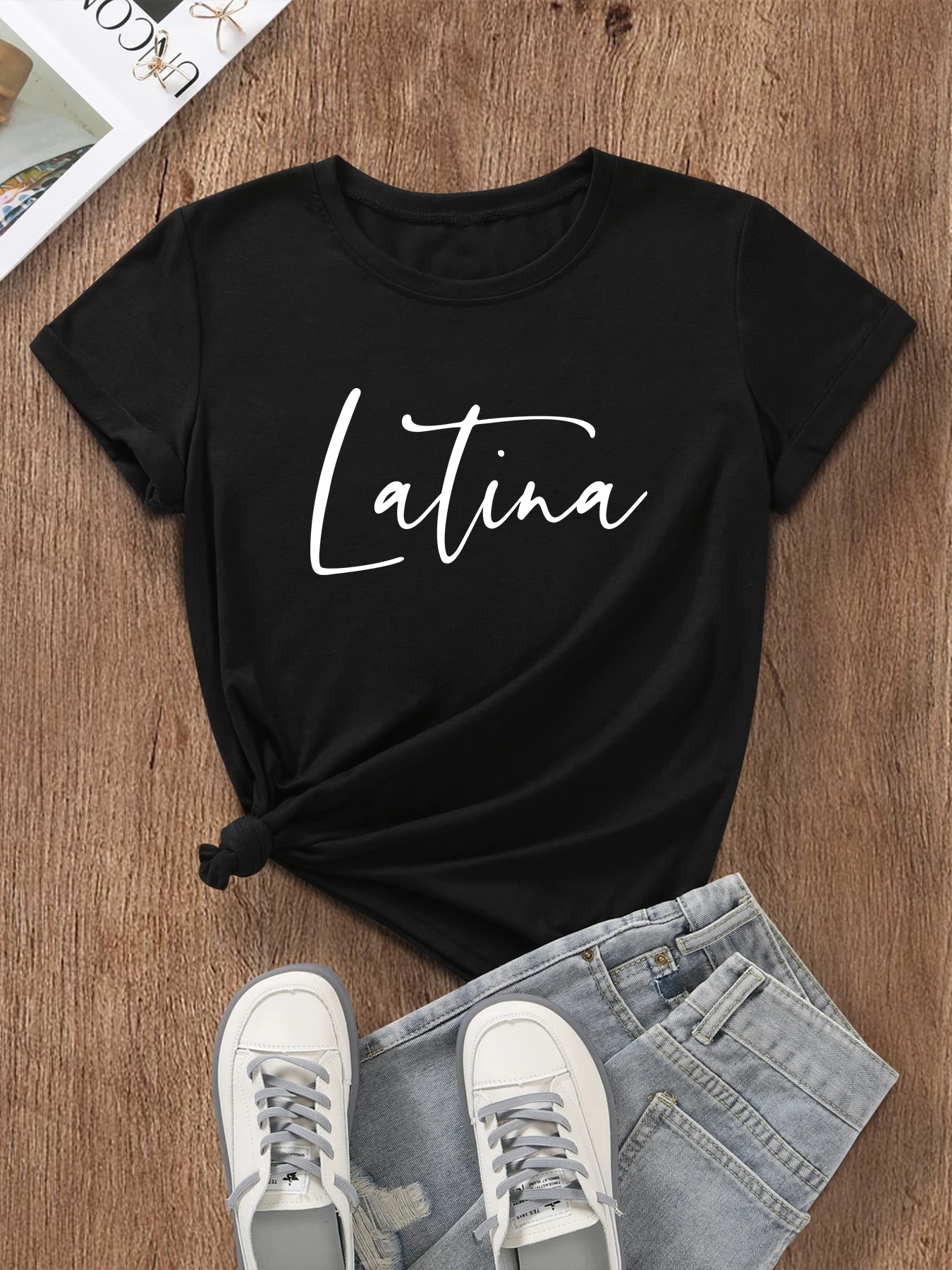 LATINA T-Shirt Cotton Slogan pullover Gothic fashion unisex T-shirt Casual Short Sleeve Tee