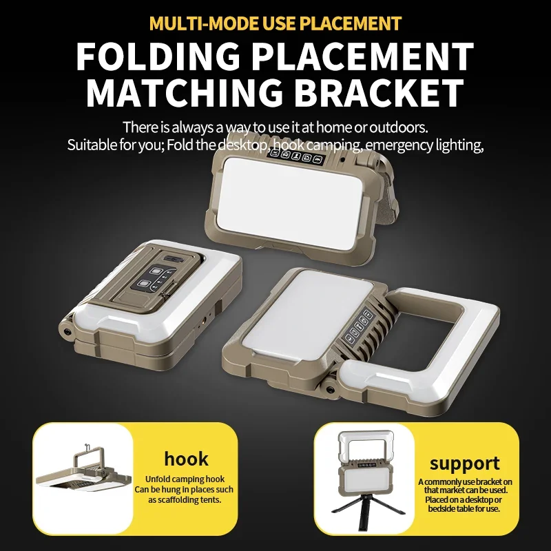 Luz LED recargable de alta potencia para tienda de campaña, reflector portátil de emergencia impermeable para exteriores, lámpara de noche colgante