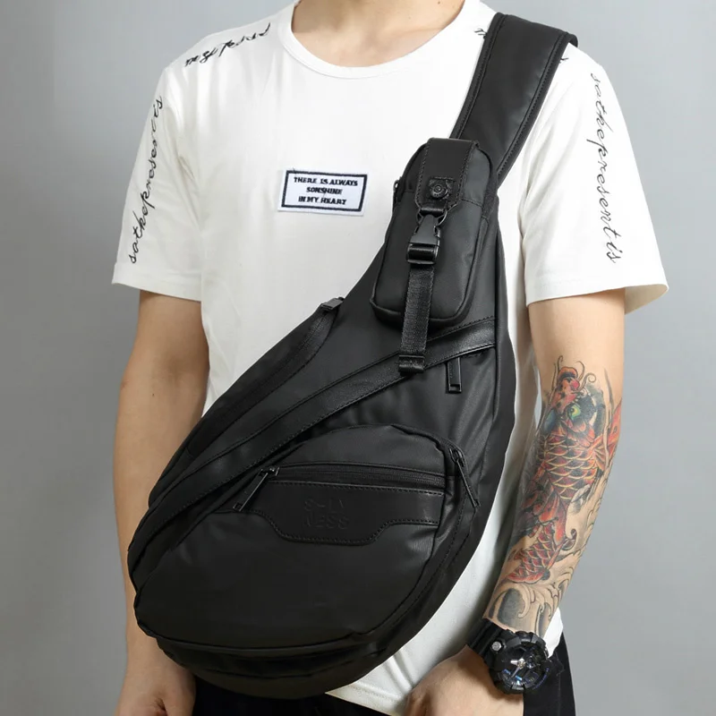 

Men Waterproof Nylon Sling Backpack Rucksack High Quality Casual Shoulder Fashion Male Multi-functional Cross Body Chest Bag