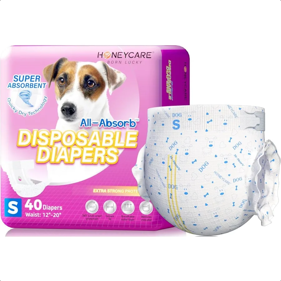 

AllAbsorb Female Dog Diapers Small Size Impd 40 Count er Absorbent Breathable Wetn Indicator Pack of 1 40 Count Total