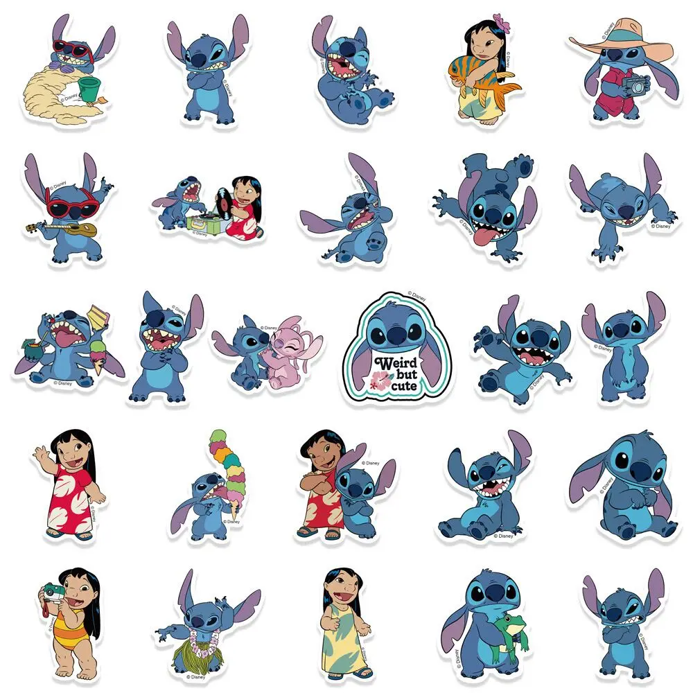 10/50pcs Cute Disney Cartoon Lilo Stitch Stickers Graffiti for Scrapbook Laptop Phone Luggage Skateboard Decals Sticker Toy Gift