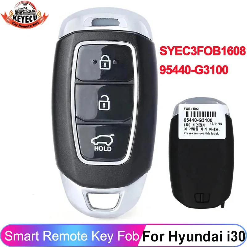 KEYECU P/N: 95440-G3100 FCC ID: SYEC3FOB1608 For Hyundai i30 2017 2018 2019 2020 3 Buttons Proximity Key Fob Smart Remote