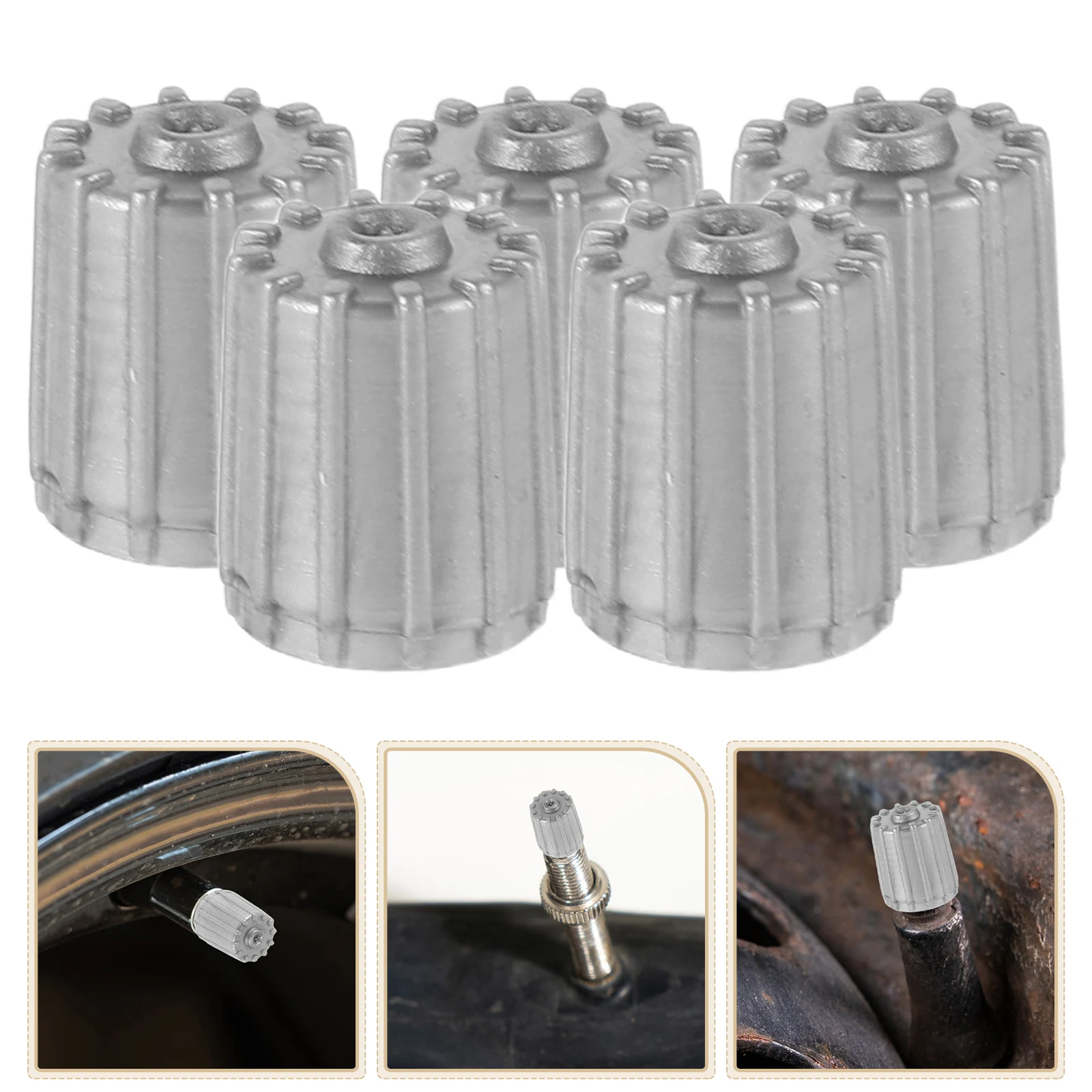

10pcs Tire Dustproof Cover Plastic Valve Caps For Car Bicycle Truck Gray Color With Seal Ring Inflation Motorcycle Valve Caps