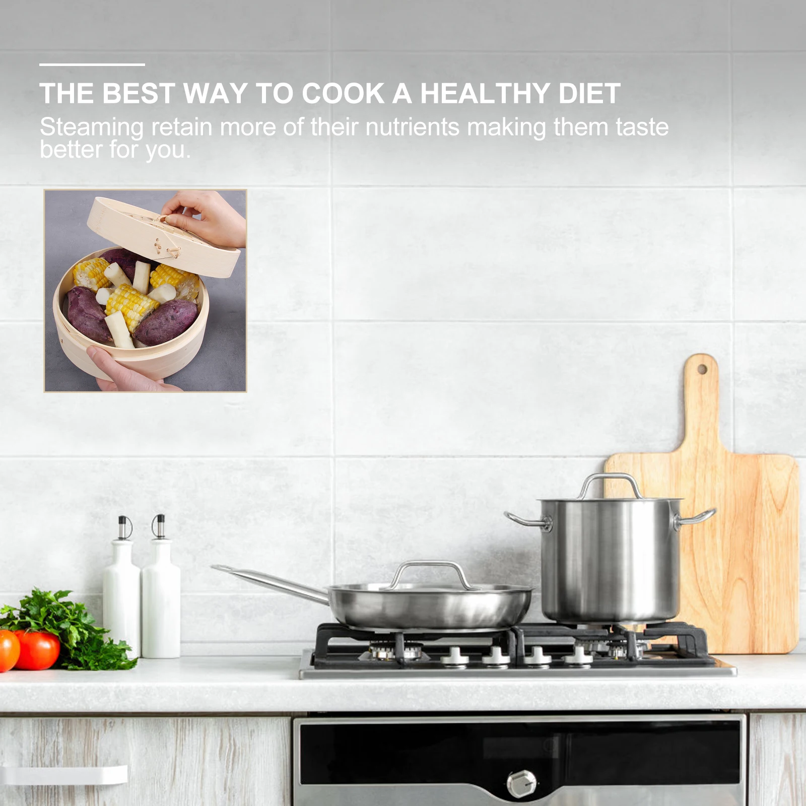 

3pcs Bamboo Small Size Healthy Diet Retain Nutrients Kitchen Cookware Vegetables Fish Meat Steaming Food Steamer Multi