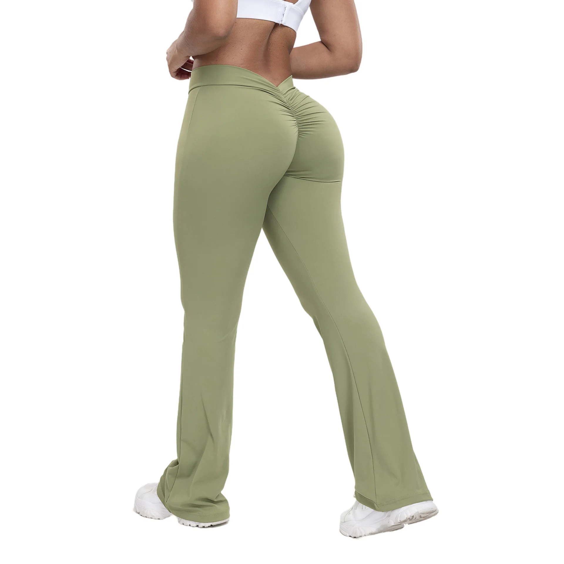 Women's High Waist Yoga Pants 2026 Cross-Border Peach Bell Bottom Tight Fit Casual Pants Mid-Low Waist Cotton 100%