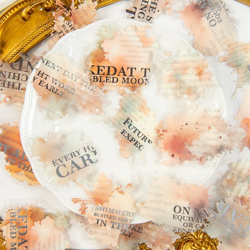 1 Buah Stiker Dekorasi Buku Tangan Bahasa Inggris Cat Air, Terbuat dari Bahan PET, dengan Bahan Perekat, Cocok untuk DIY