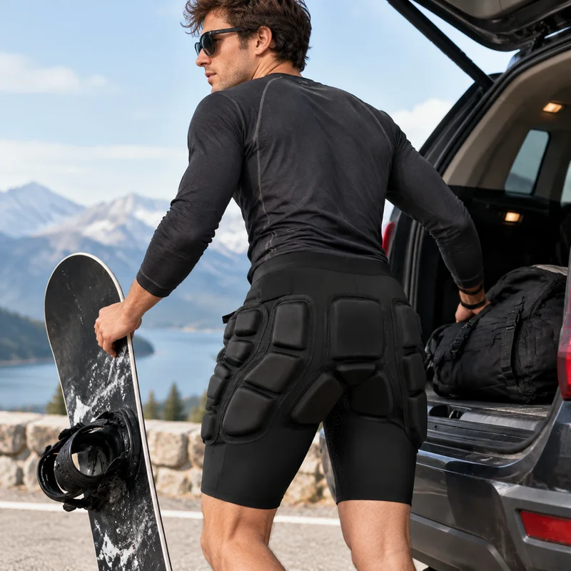 AVIVOR Snowboard Protection Padded Compression Shorts, 3D For Hip, 0 . 8 