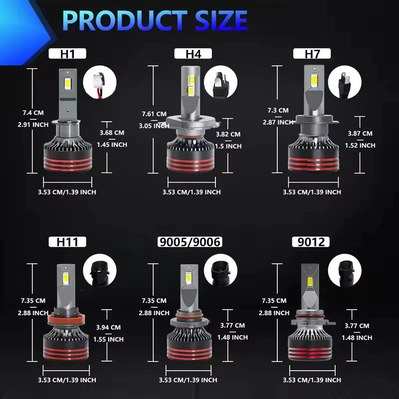 Heyword 2800 واط 6000000LM زائد H7 H11 H1 H4 Led المصباح لمبة 6000 كيلو LED HB3 HB4 مزدوجة النحاس أنبوب مصباح ليد عدة للسيارة 12 فولت 2 قطعة