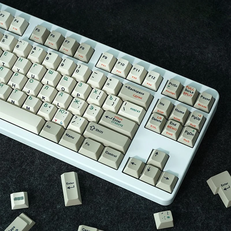 Russian/Korean Keycaps Side Engraved Cherry Profile PBT Thermal Sublimation Mechanical Keyboard Keycap Keyboards Accessories