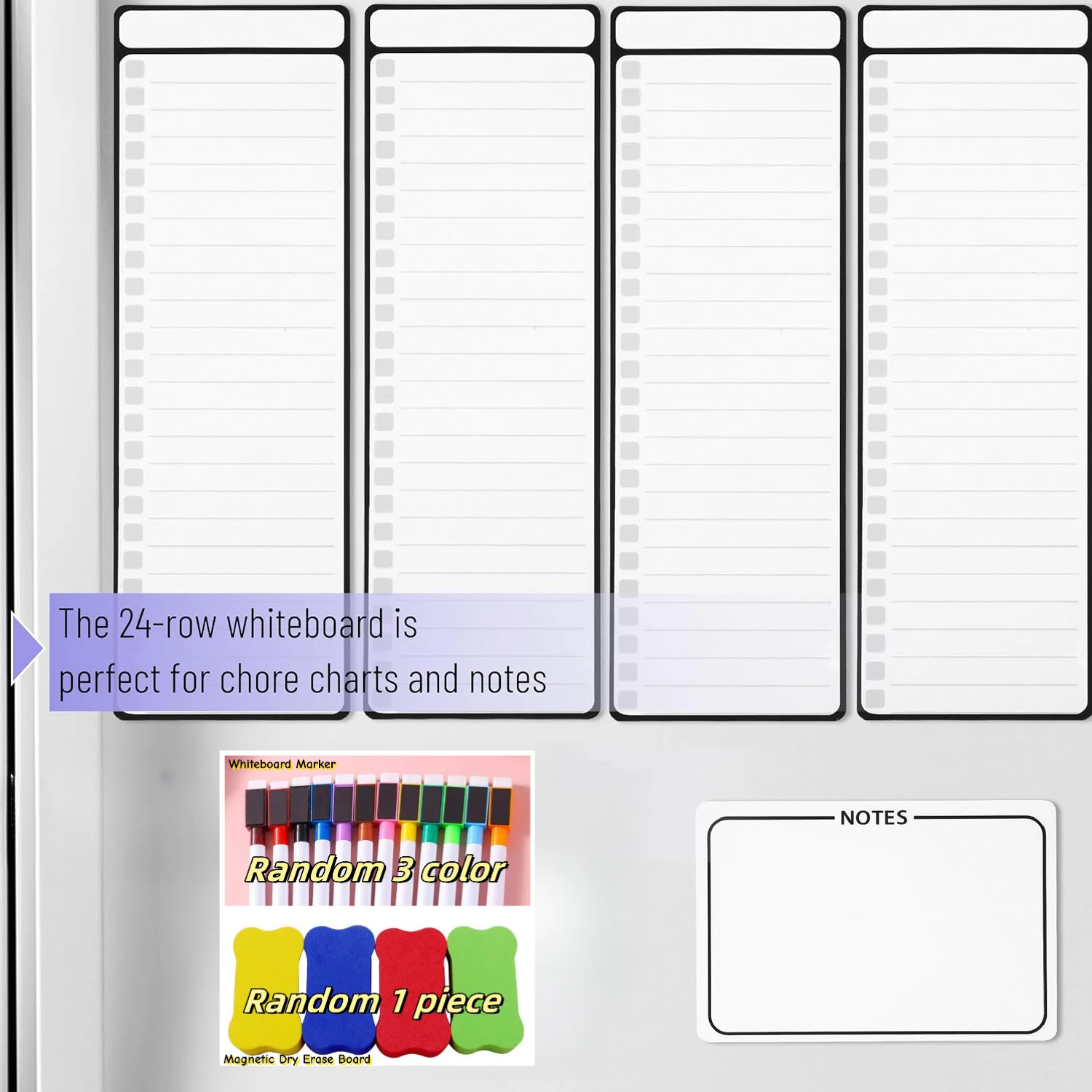 9 PCS Magnetic Dry Erase To-Do List Whiteboard Set, 5 Pcs Planning Whiteboard with 3 Random Color Markers + 1 Random Color Erase