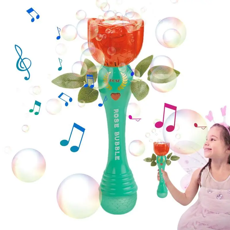 

Bubble Machine For Toddler Kids Outdoor Toys Rose-Shaped Girls Bubble Machine Outside Toddler Game Unique Outdoor Play Toys For