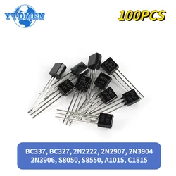 100pcs 10Values Triode Transistor TO-92 BC337 BC327 2N2222 2N2907 2N3904 2N3906 S8050 S8550 A1015 C1815 NPN PNP Transistors Kit